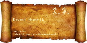 Kranz Henrik névjegykártya